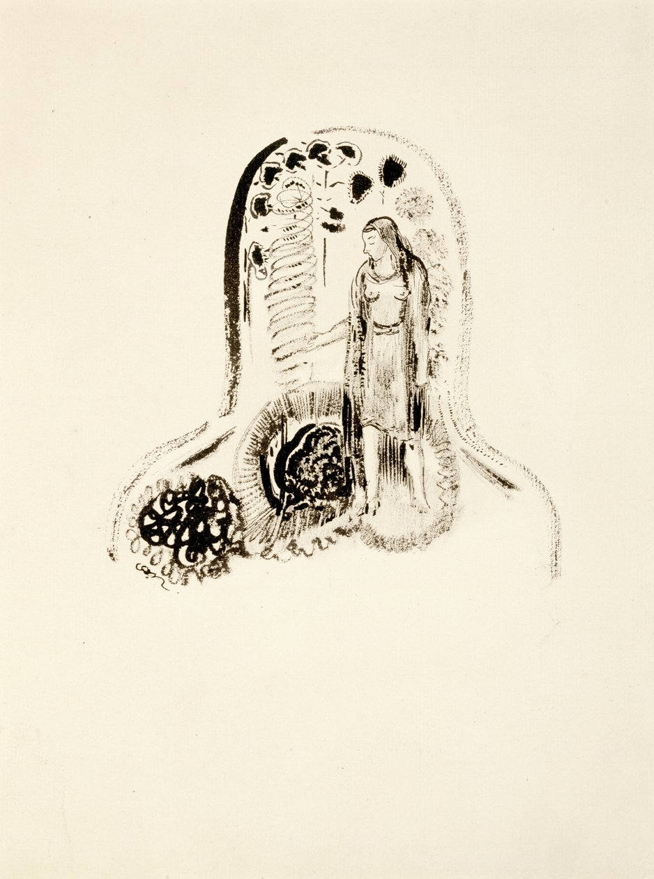 Giovane ragazza in un giardino di fiori da Odilon Redon