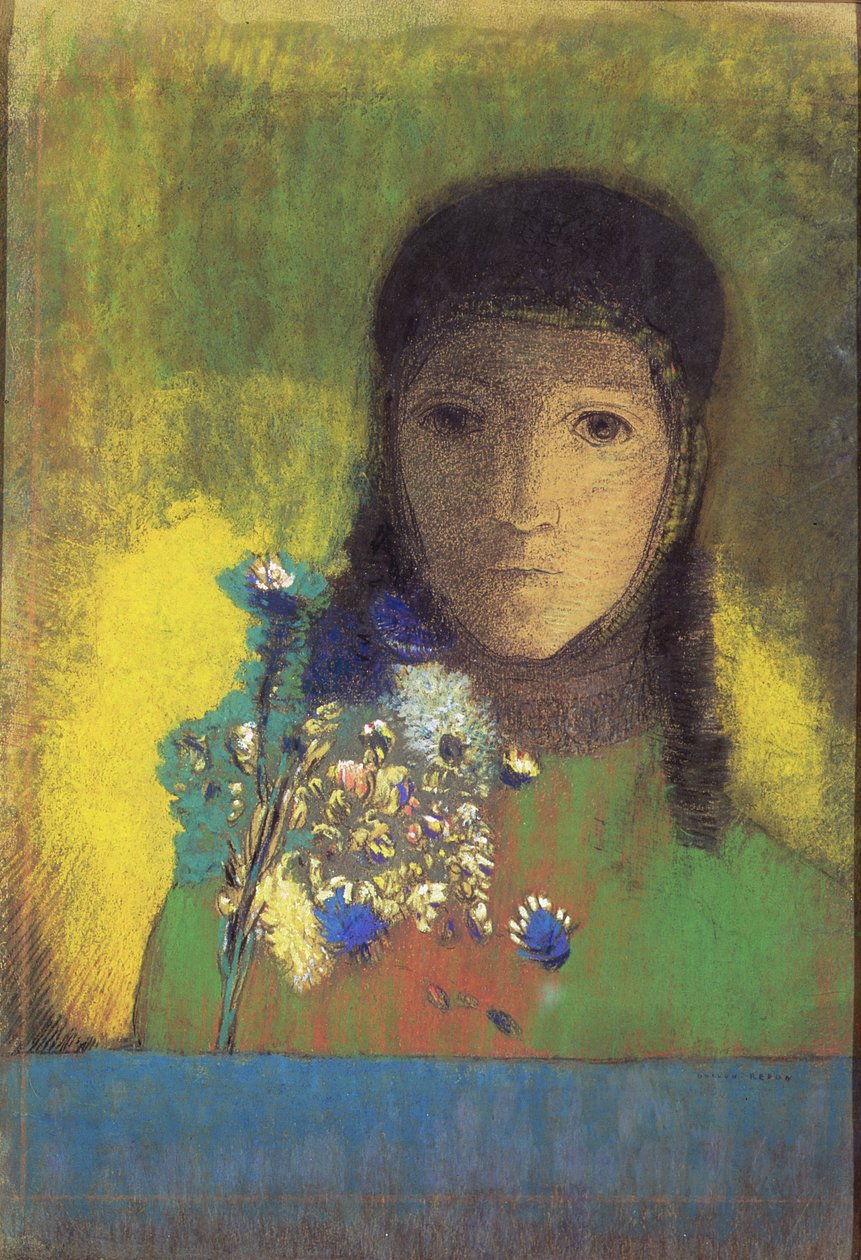 Donna con fiori selvatici, 1895-1900 da Odilon Redon
