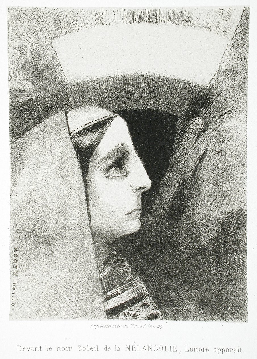 A Edgar Poe (Davanti al nero sole della Malinconia, appare Leonora) da Odilon Redon