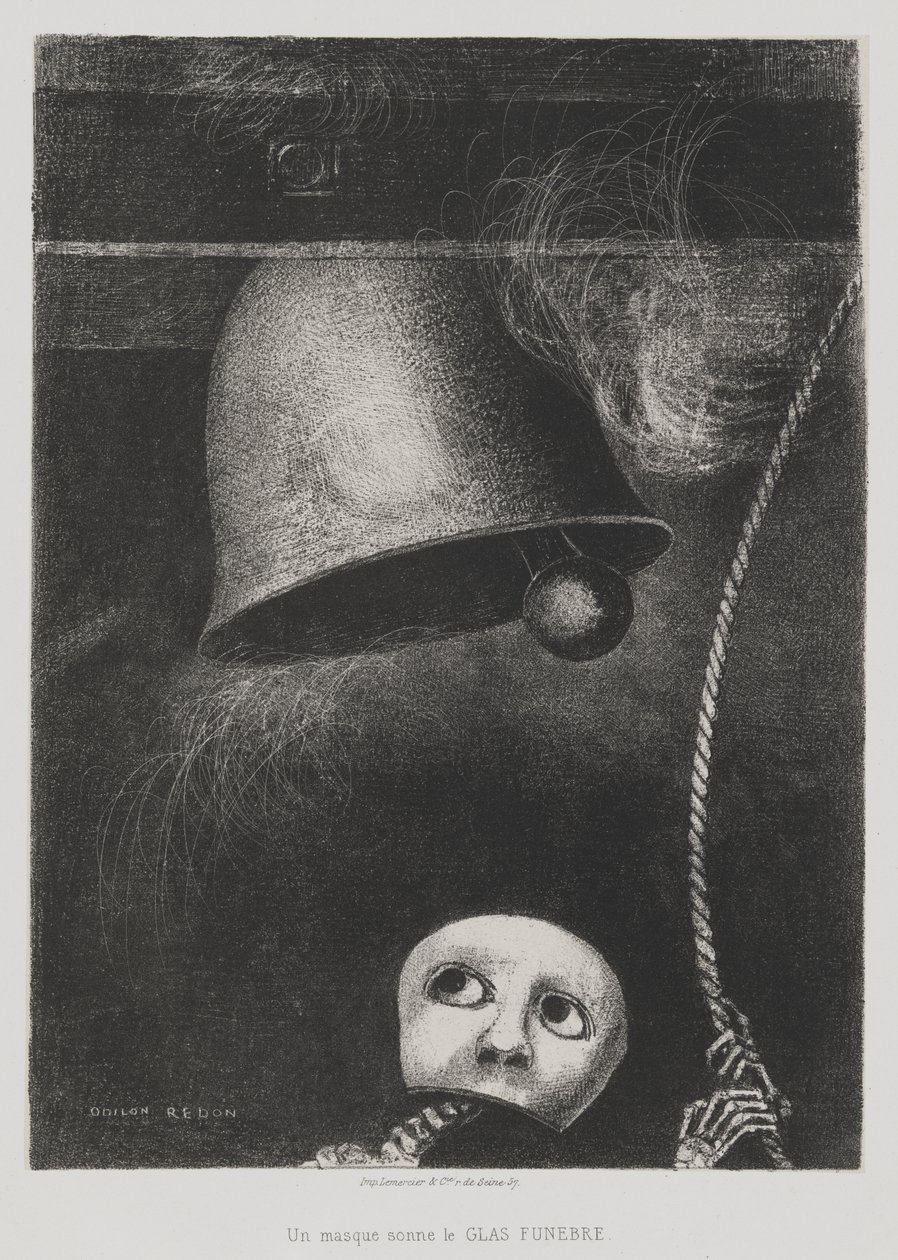 A Edgar Poe (Una maschera suona il rintocco funebre) [To Edgar Poe (A Mask Sounds the Death Knell)] da Odilon Redon