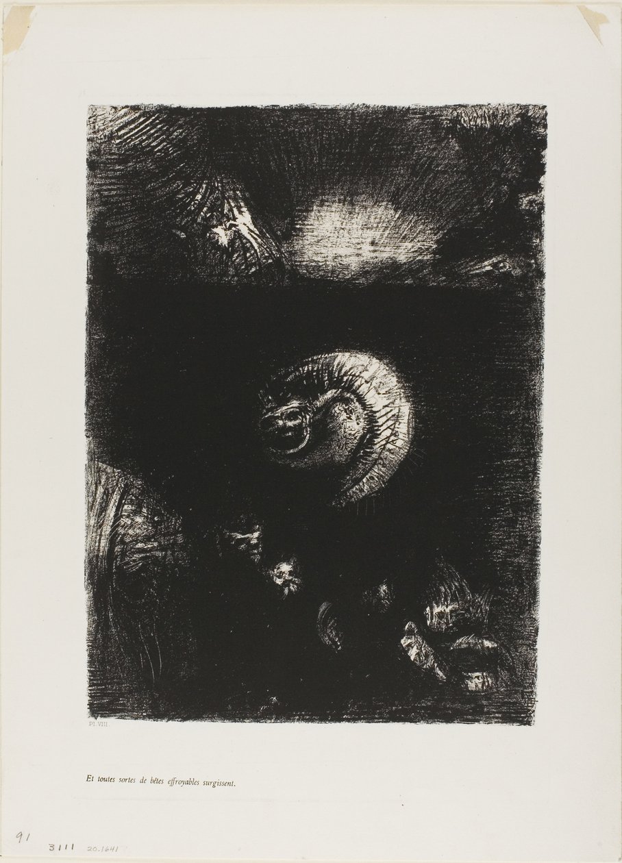 E tutte le creature spaventose sorgono, tavola 8 di 10 da Odilon Redon