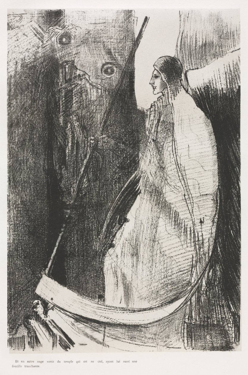 E un Altro Angelo Uscì dal Tempio che è in Cielo, e Anche Lui Aveva una Falce Affilata da Odilon Redon