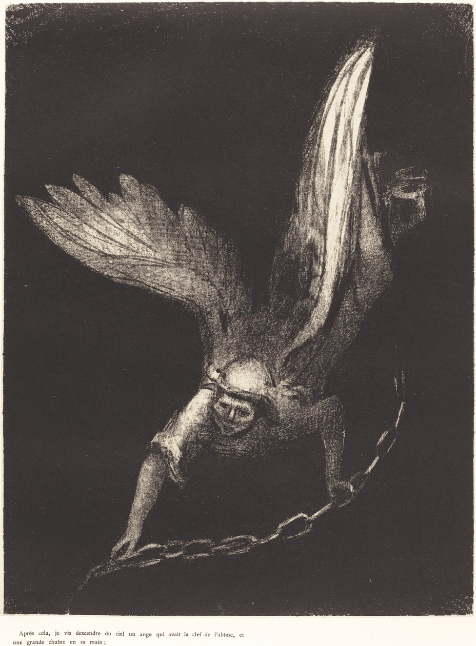 Apres cela je vis descendre du ciel un ange qui avait la clef de l
