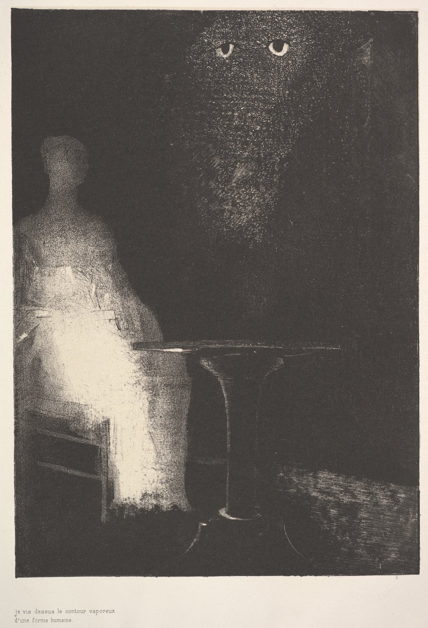 Sotto, vidi i contorni vaporosi di una forma umana, 1896 da Odilon Redon