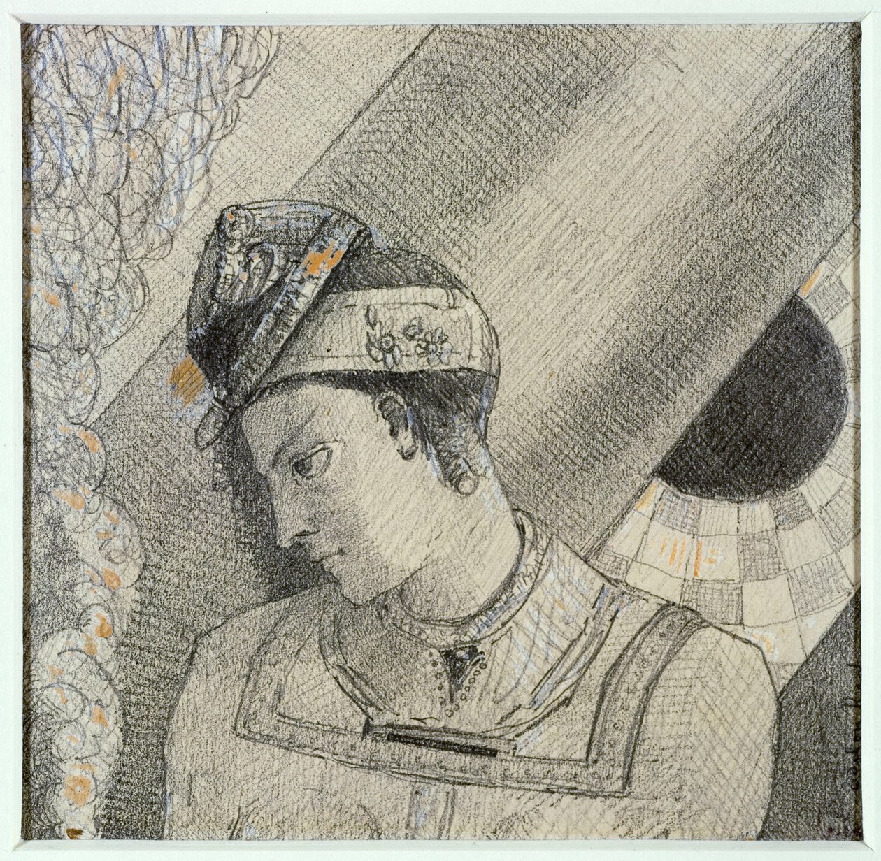 Busto di donna con la testa inclinata a sinistra da Odilon Redon