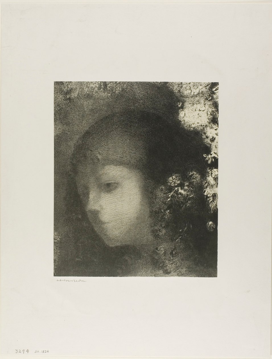 Testa di bambino con fiori da Odilon Redon