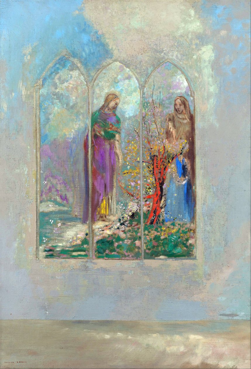 Devozione vicino a un Cespuglio Rosso da Odilon Redon