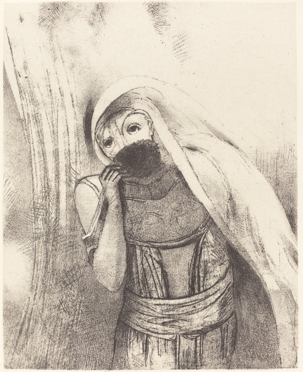 Lei tira fuori dal petto una spugna tutta nera, la copre di baci da Odilon Redon