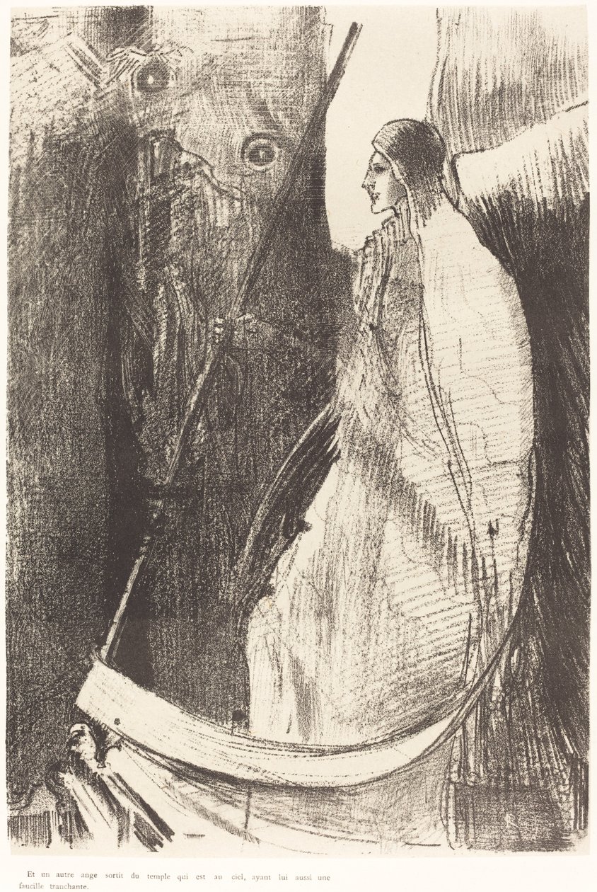 Et un autre ange sortit du temple qui est au ciel, ayant lui aussi une faucille tranchante da Odilon Redon