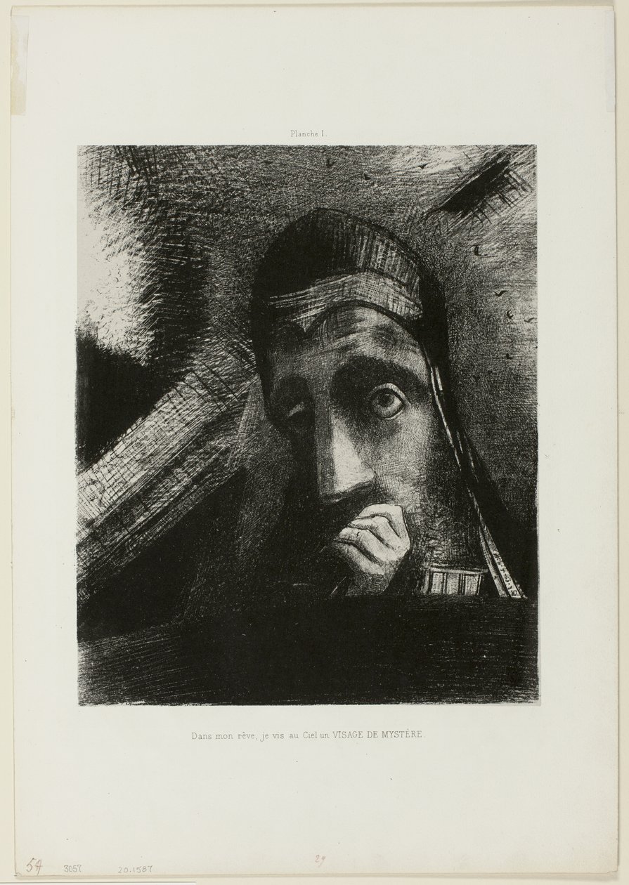 Volto del mistero (Nel mio sogno ho visto nel cielo un VOLTO DEL MISTERO), tavola 1 da Omaggio a Goya da Odilon Redon