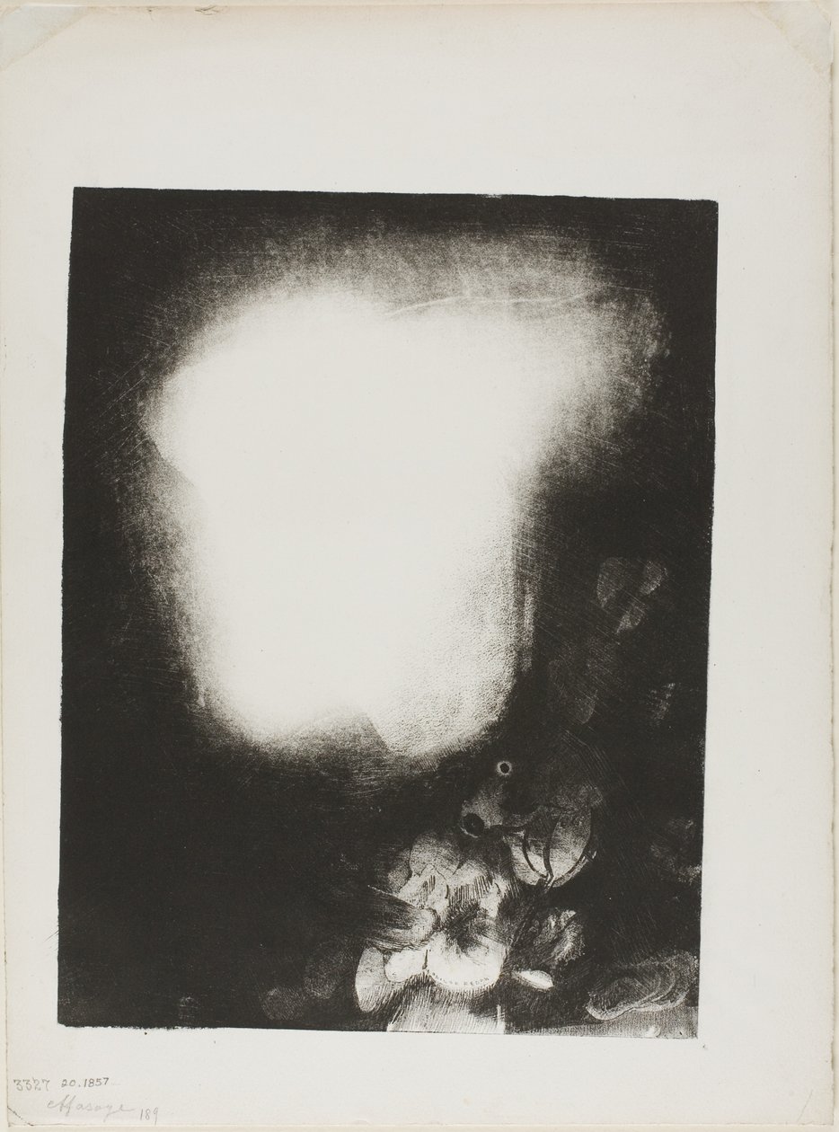 Testa di donna con corsage di fiori da Odilon Redon