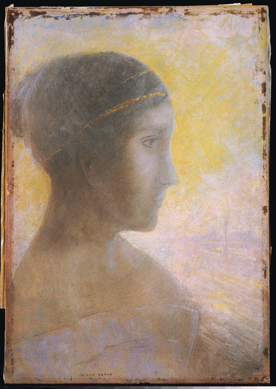 Testa di una giovane donna di profilo, c.1895 da Odilon Redon