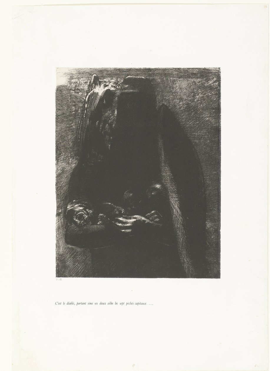 È il diavolo, che porta sotto le sue ali i sette peccati capitali da Odilon Redon