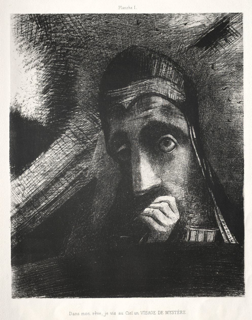 Omaggio a Goya: Nel mio sogno ho visto nel cielo un volto di mistero, 1885 da Odilon Redon