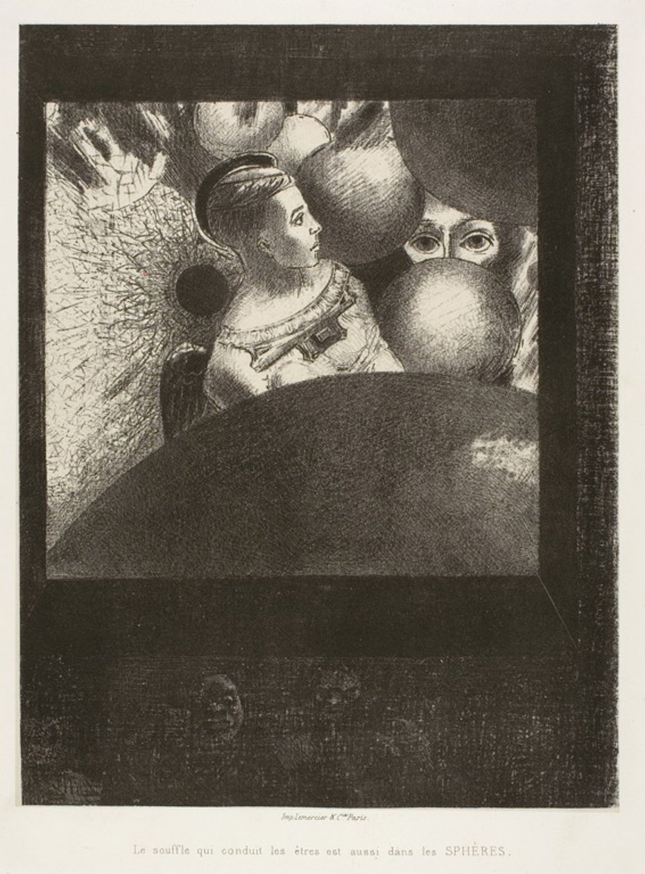 Nelle sfere (Il respiro che guida le creature viventi è anche nelle sfere), tavola cinque da A Edgar Poe da Odilon Redon