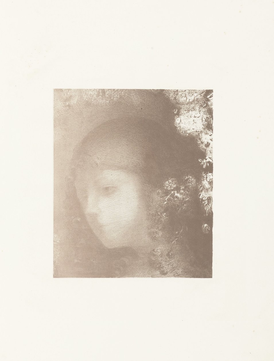 Testa di bambino con fiori da Odilon Redon