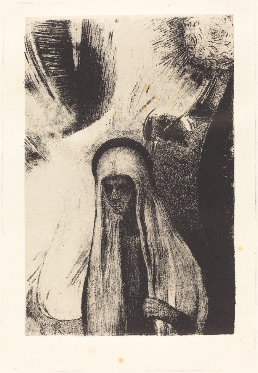 La Vieille: Que Crains-tu? Un large trou Noir! Il est vide peut-etre? da Odilon Redon
