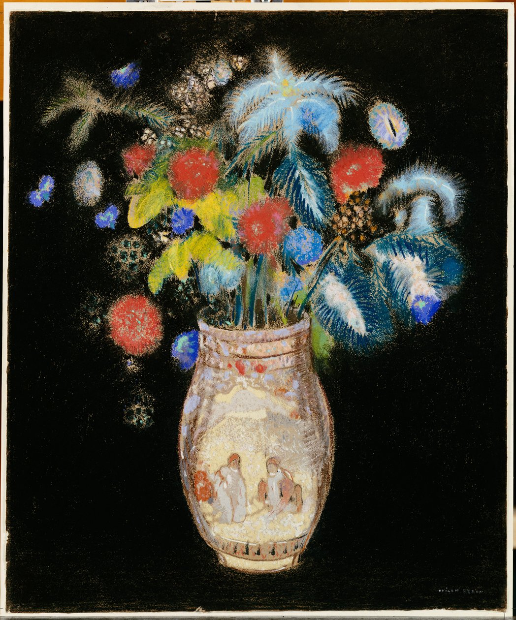Grande bouquet su sfondo nero, c.1910 da Odilon Redon