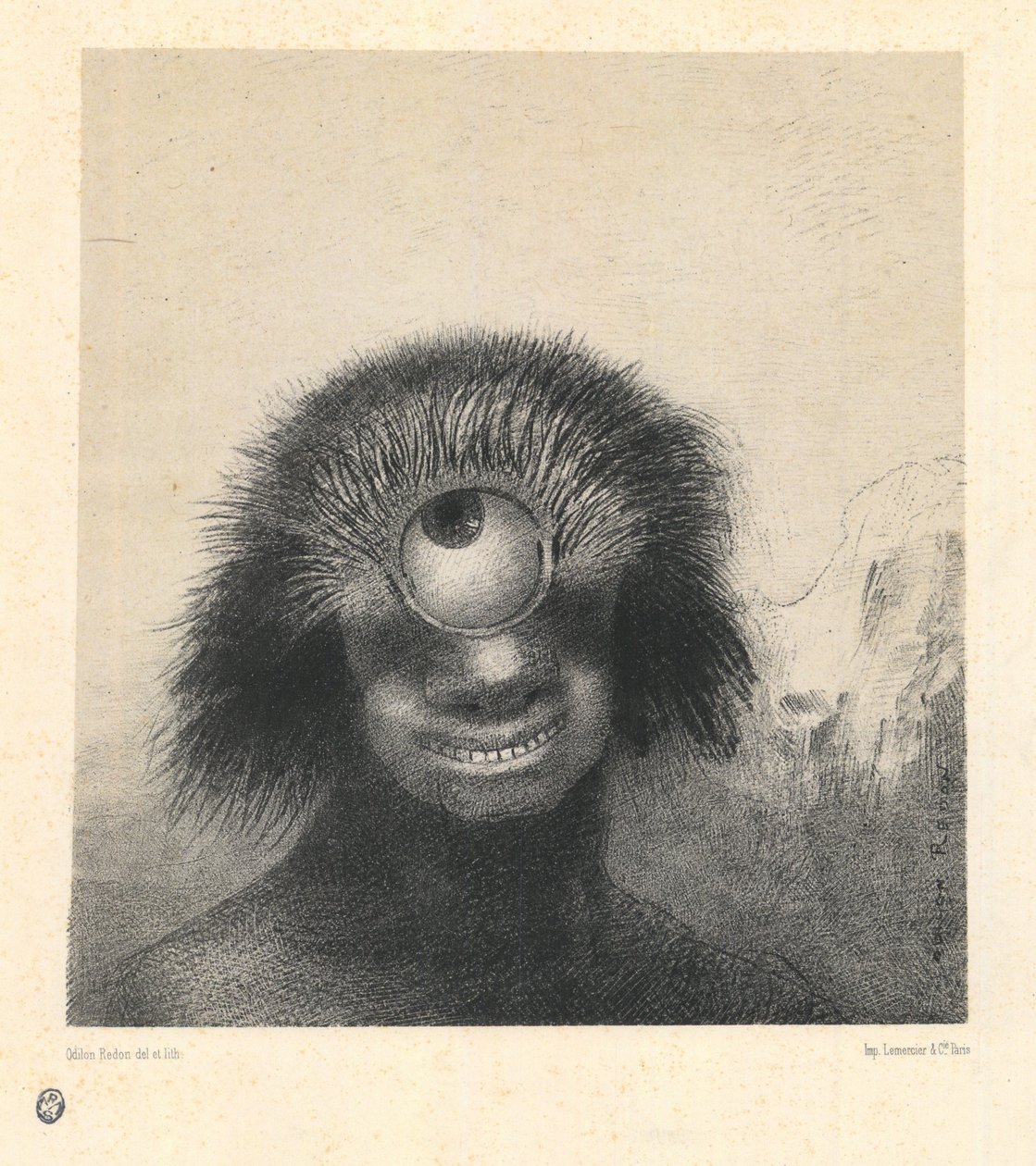 Il polipo deforme galleggiava sulle rive, una sorta di ciclope sorridente e orribile. Dalla serie Les Origines da Odilon Redon