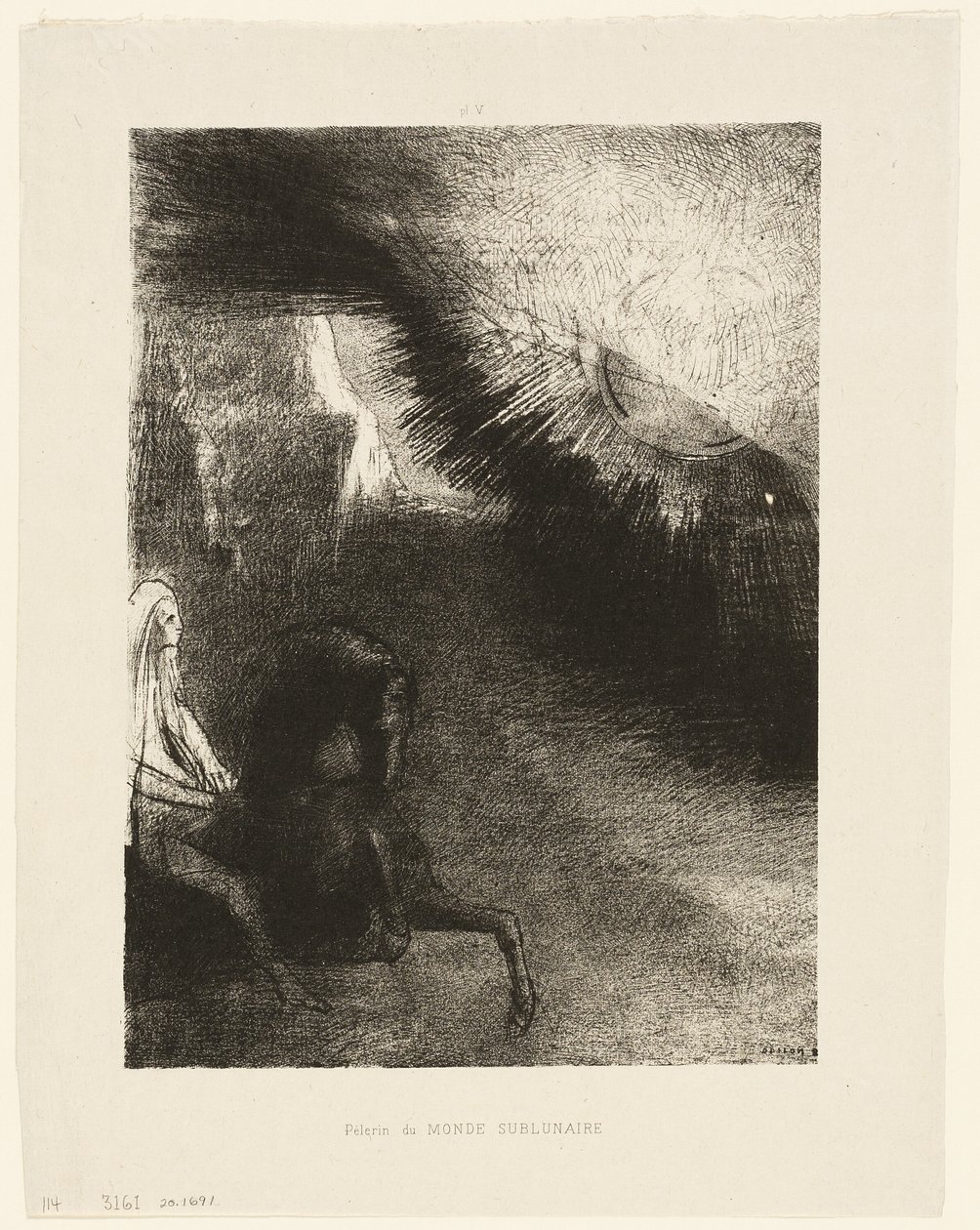 Pellegrino del Mondo Sublunare, tavola 5 di 6 da Odilon Redon
