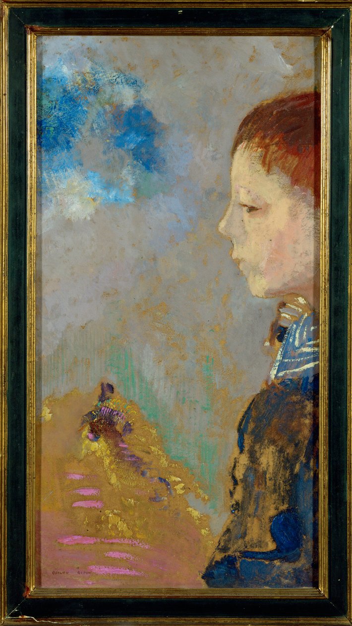 Ritratto di Ari Redon con camicetta alla marinara (dipinto su cartone) da Odilon Redon