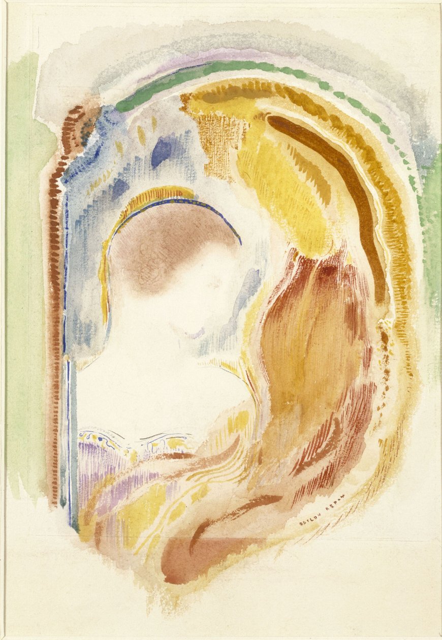 Profil einer Frau nach rechts in einer gebogenen Form da Odilon Redon