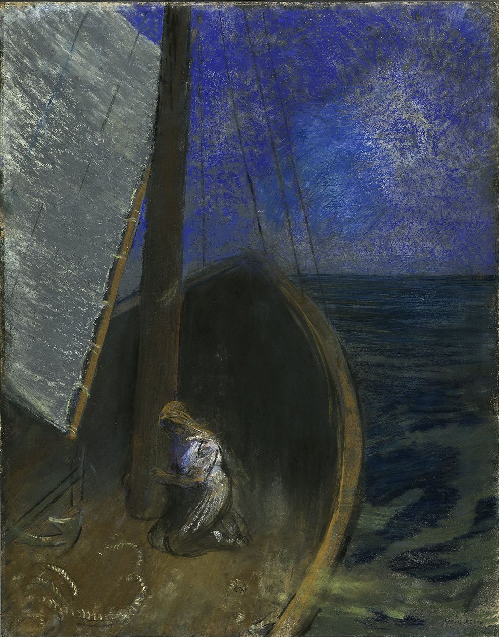 Santa donna in una barca da Odilon Redon