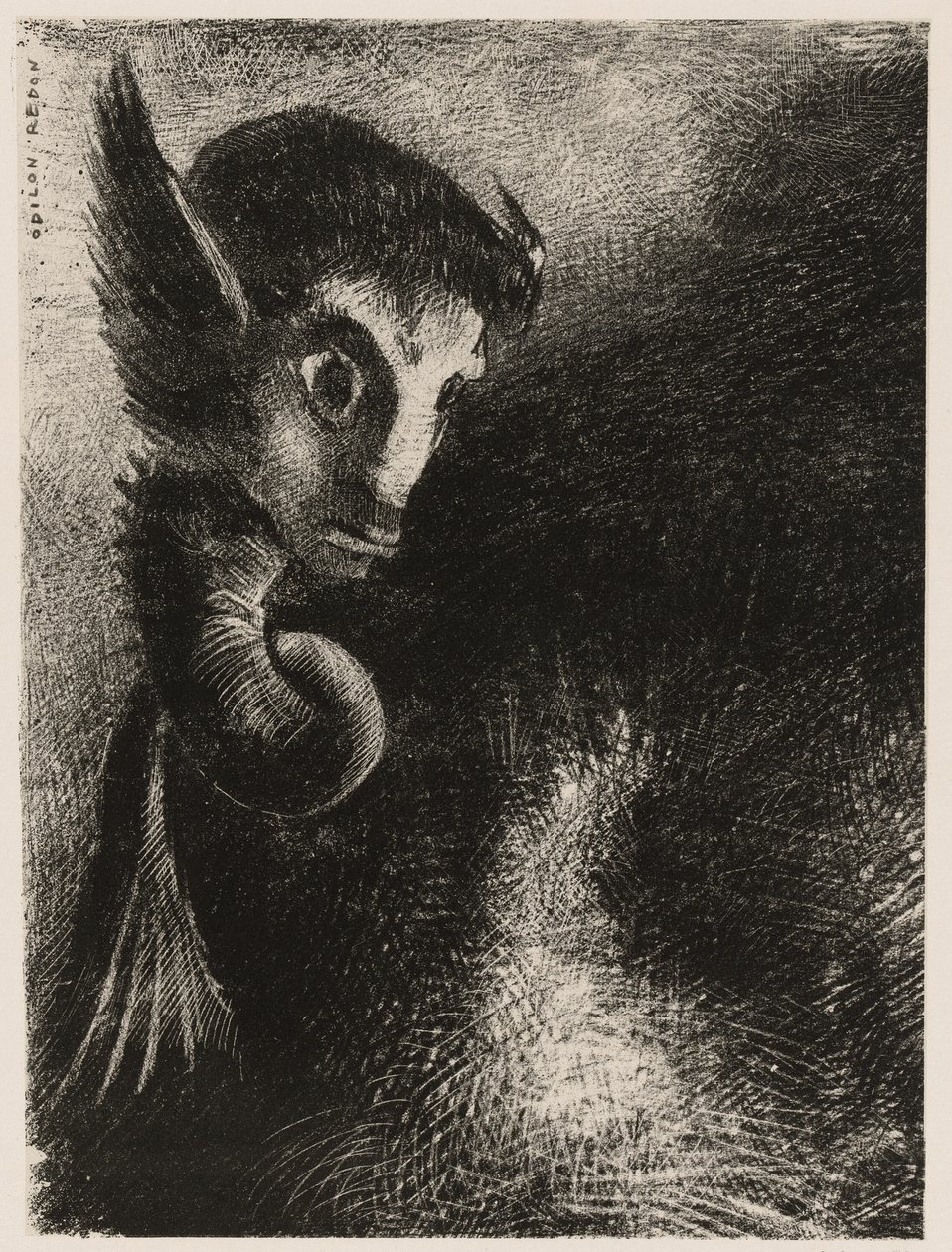 La Chimera guardava tutte le cose con paura, dalla Notte da Odilon Redon