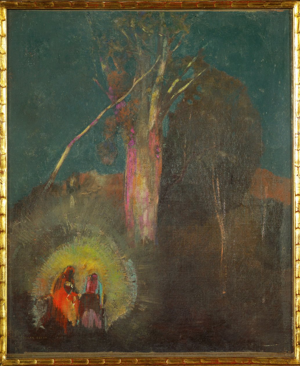 La fuga in Egitto (dipinto su tela) da Odilon Redon