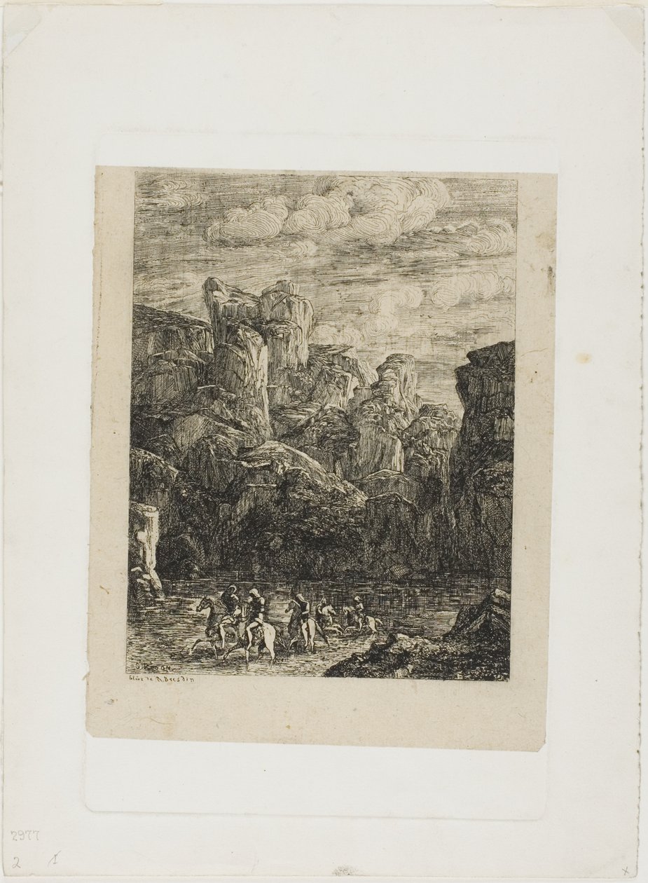 Il guado: paesaggio con cavalieri da Odilon Redon