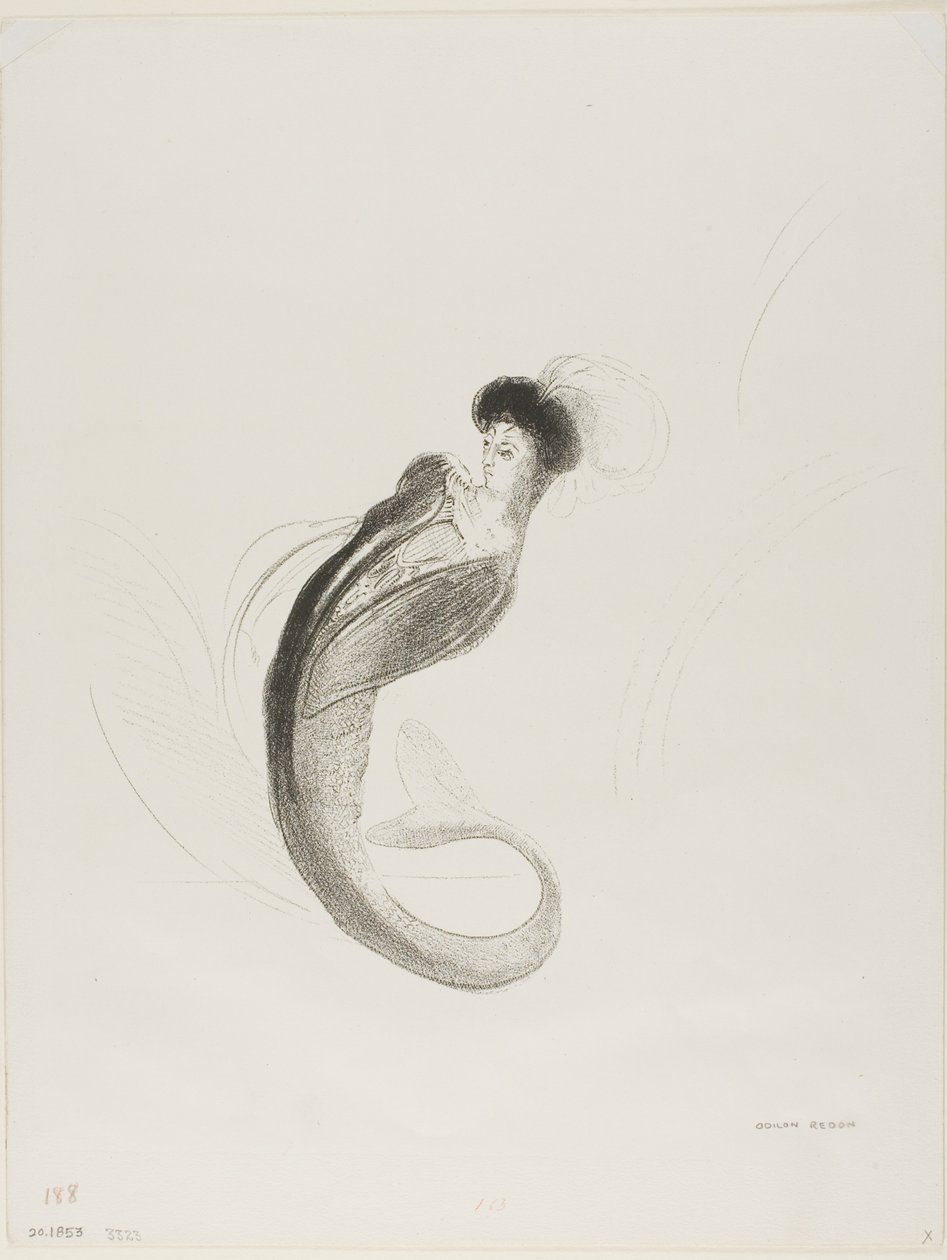 Litografia di prova senza titolo da Odilon Redon