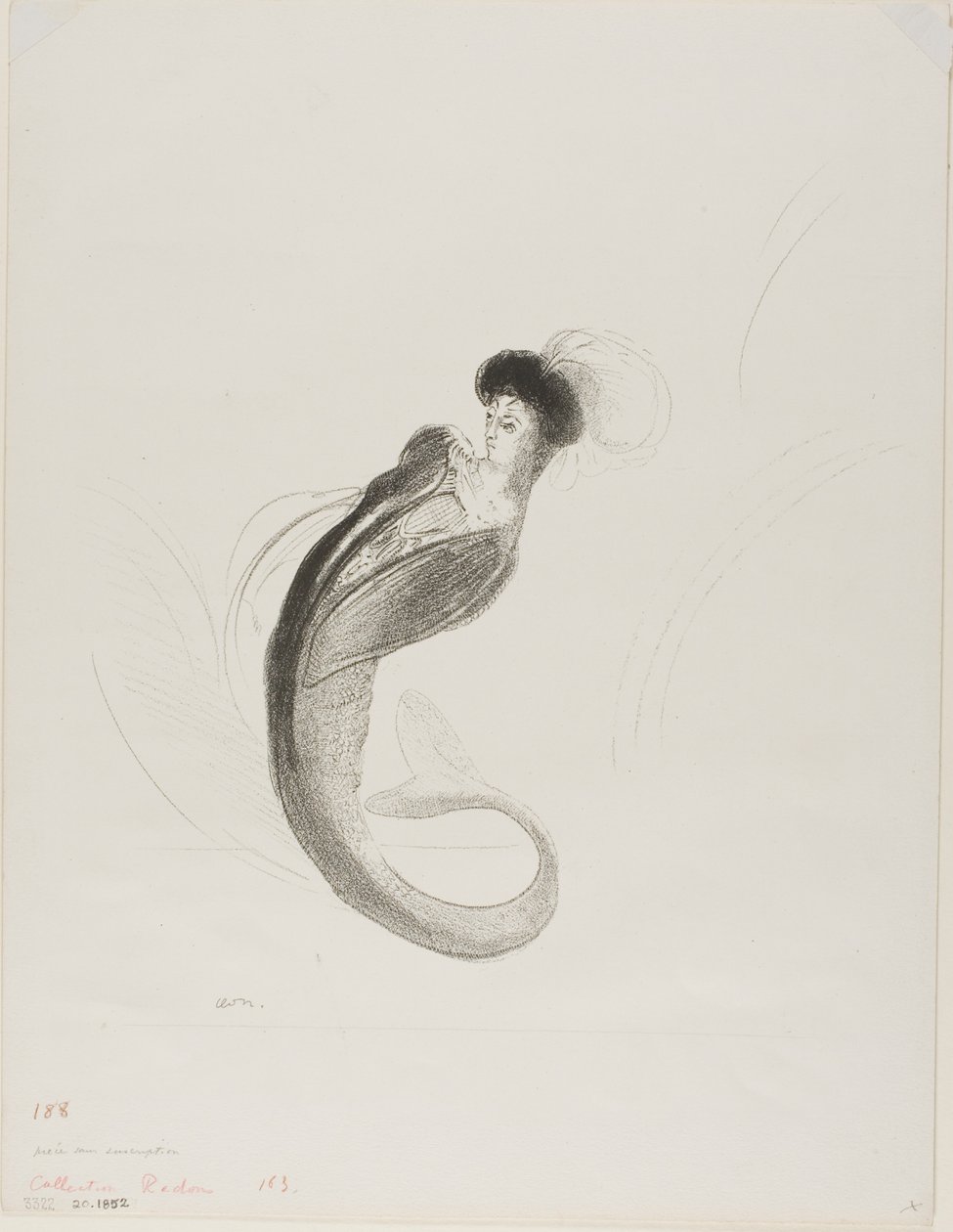 Litografia di prova senza titolo da Odilon Redon