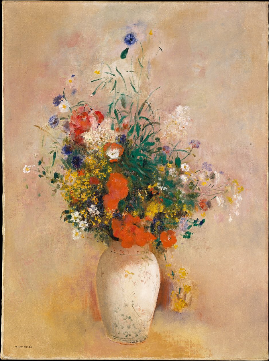 Vaso di fiori (sfondo rosa) da Odilon Redon