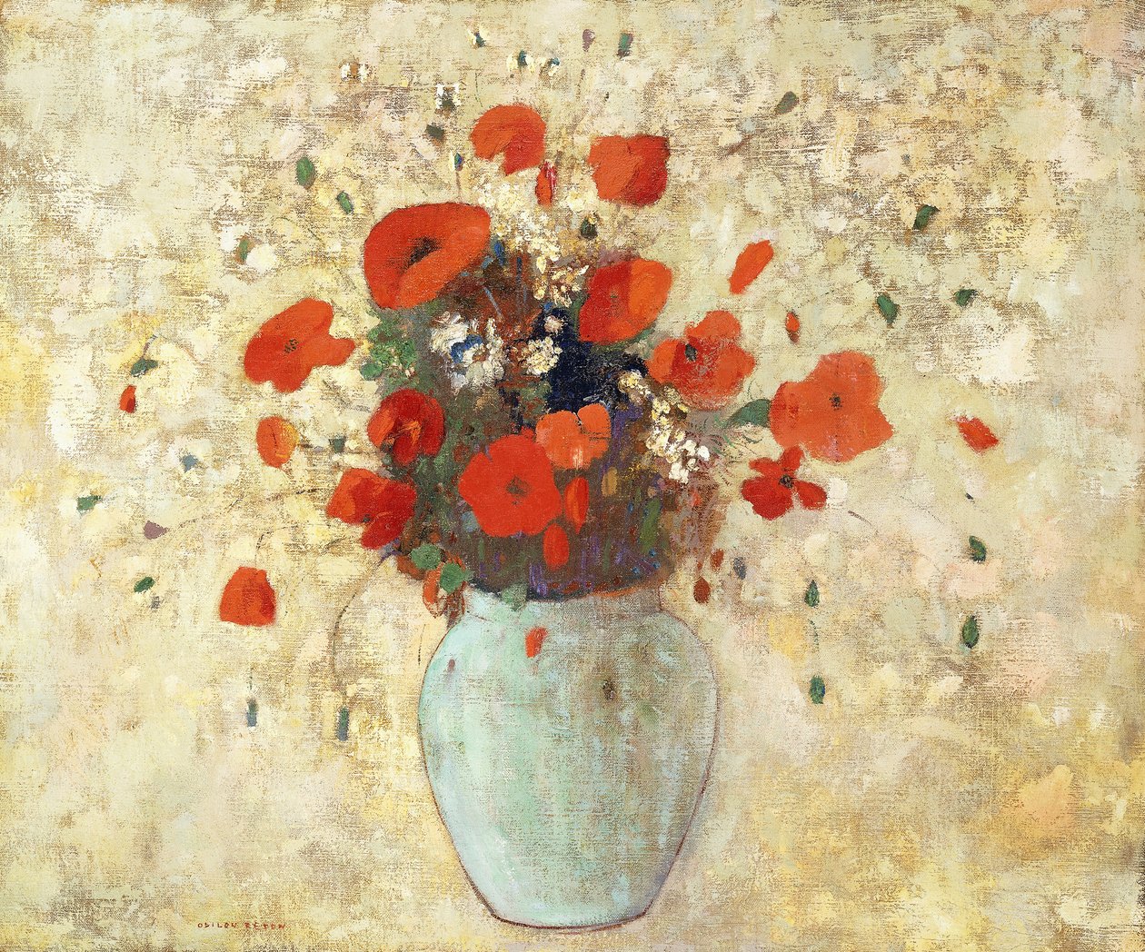 Vaso di papaveri; Vase de Coquelicots, 1905-09 da Odilon Redon