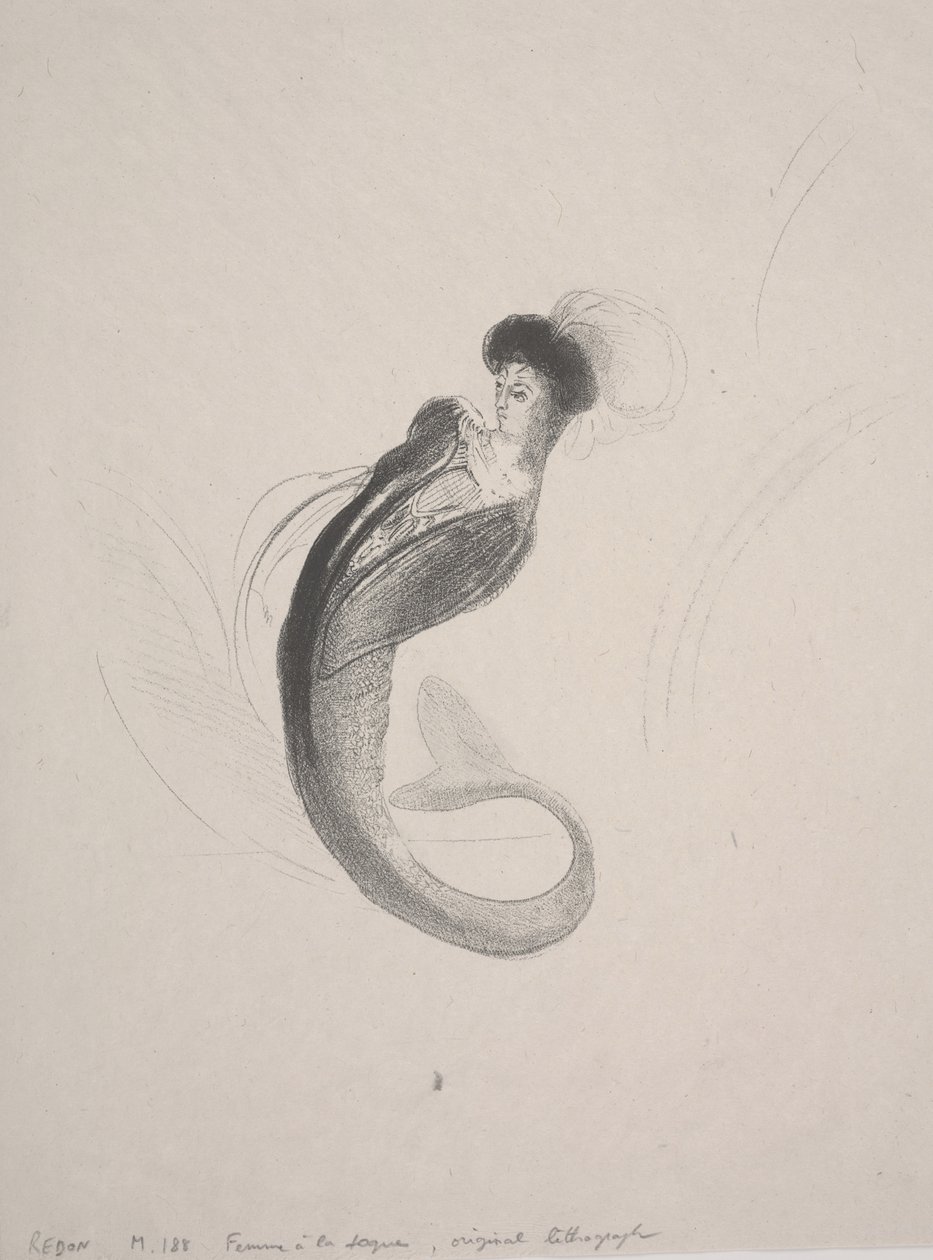 Donna con un Toque e una Coda di Sirena da Odilon Redon