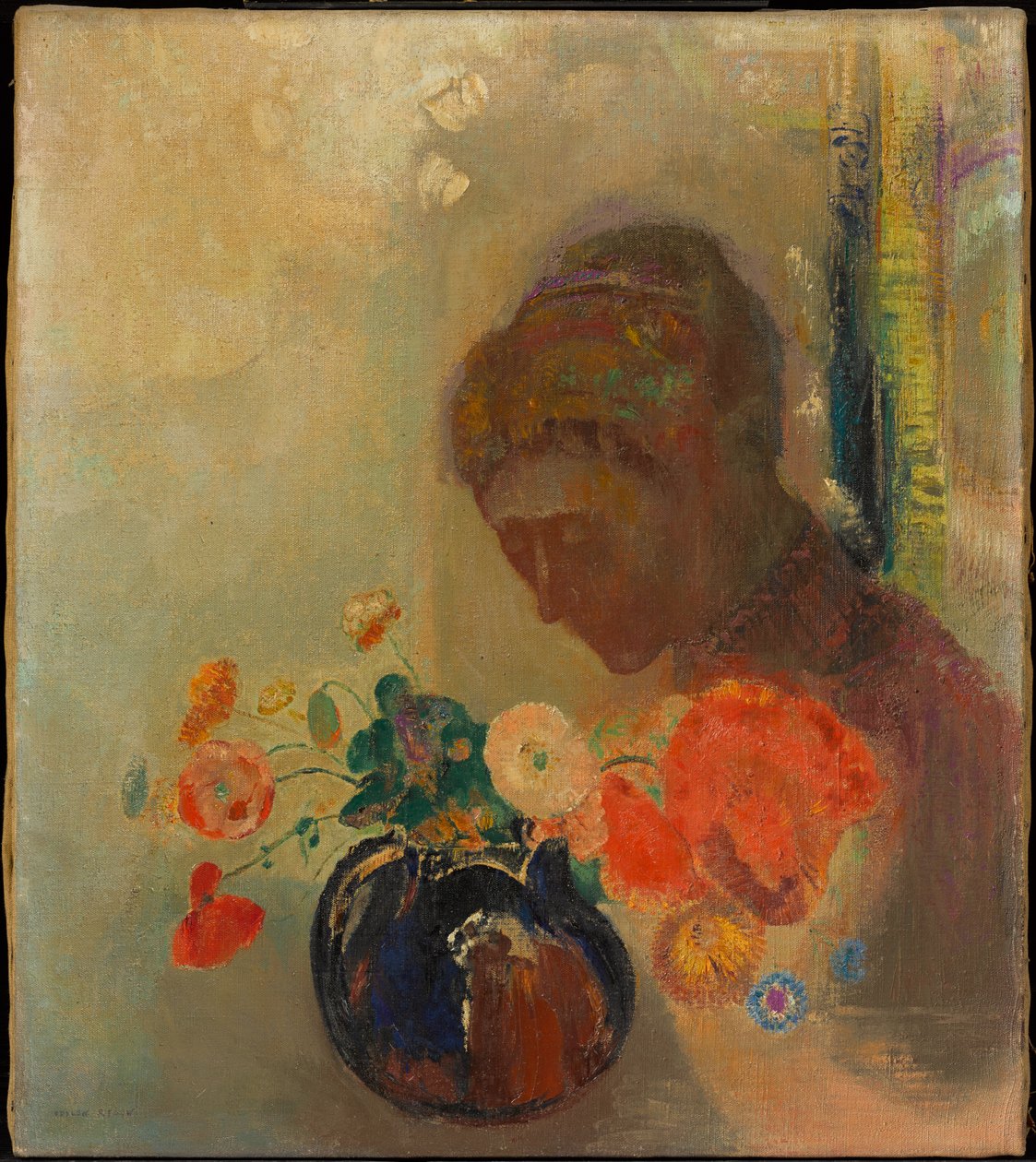 Donna con un vaso di fiori da Odilon Redon