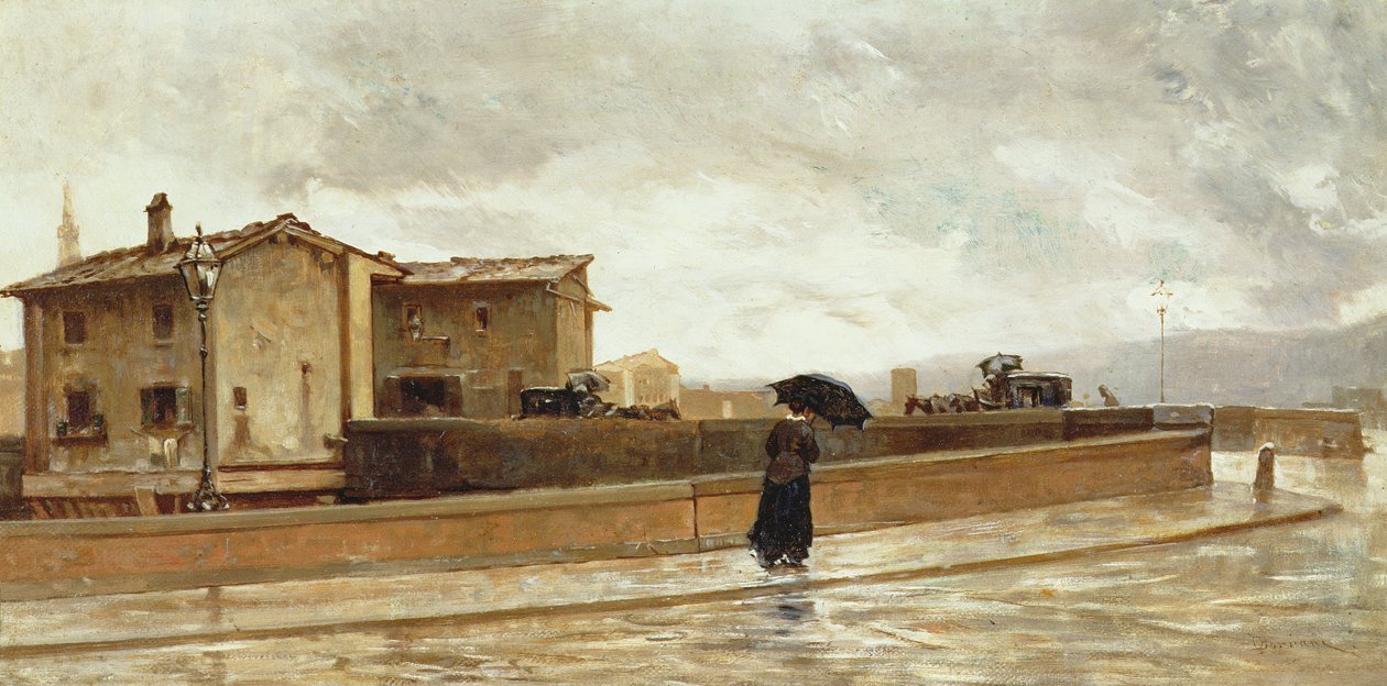 Donna che cammina su un ponte, 1881 da Odoardo Borrani
