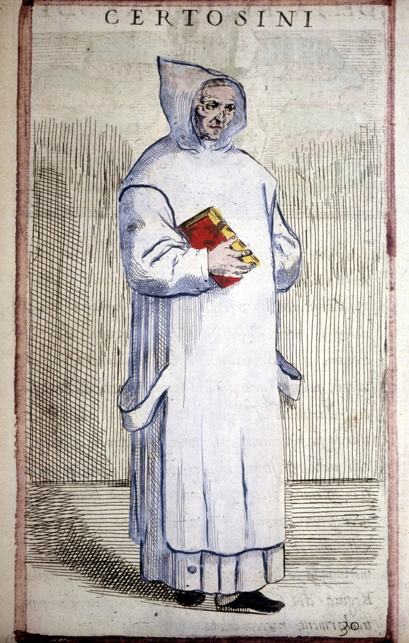 Ordine religioso: Certosino (incisione del XVI secolo) da Odoardo Fialetti