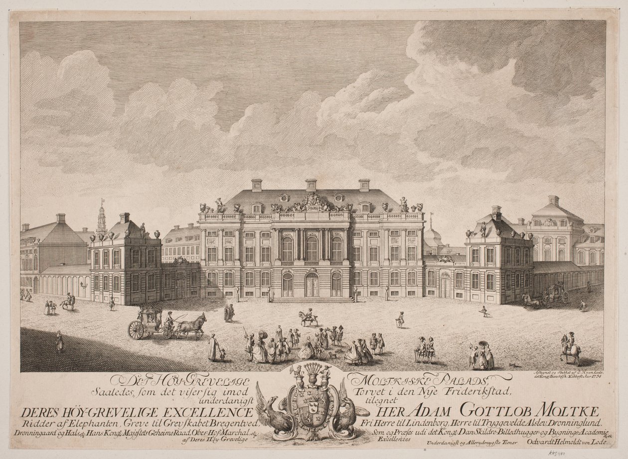 Il Palazzo Moltke a Piazza del Castello di Amalienborg da Odvardt Helmoldt de Lode