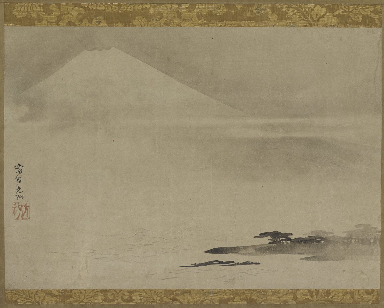 Paesaggio: Monte Fuji dal mare, rotolo appeso (montato su pannello), fine XVII-inizio XVIII secolo da Ogata Korin