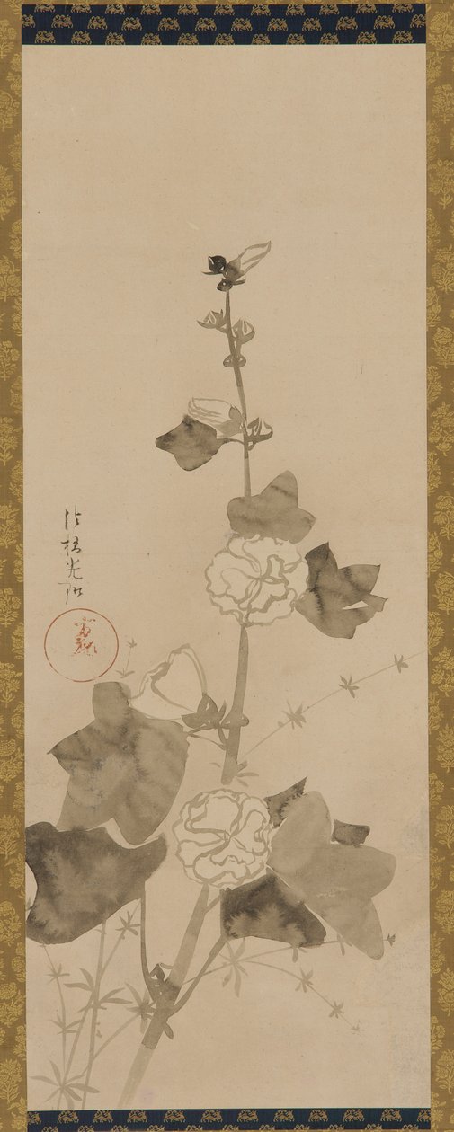 Alcea rosea, periodo Edo, fine 17°-inizio 18° secolo da Ogata Korin