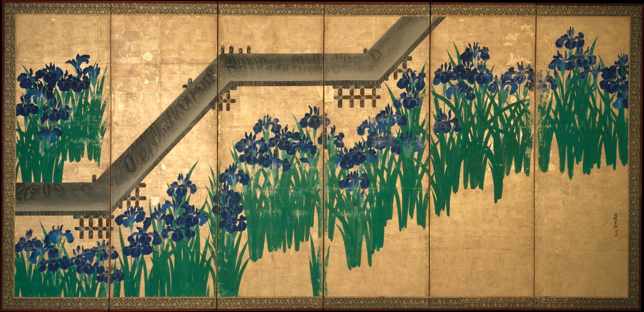 Iris a Yatsuhashi (Otto ponti) da Ogata Korin