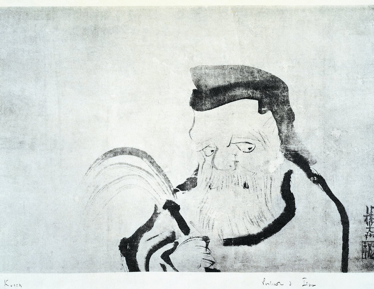 Ritratto di vecchio, disegno di Ogata Korin, inchiostro su seta, civiltà giapponese, periodo Edo da Ogata Korin