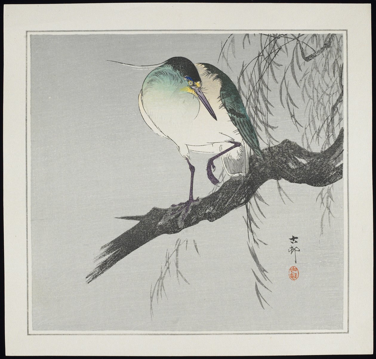 Airone su un ramo, prima del 1912 da Ohara Koson