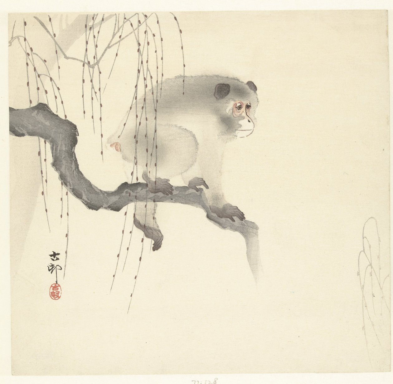 Scimmia su un ramo da Ohara Koson