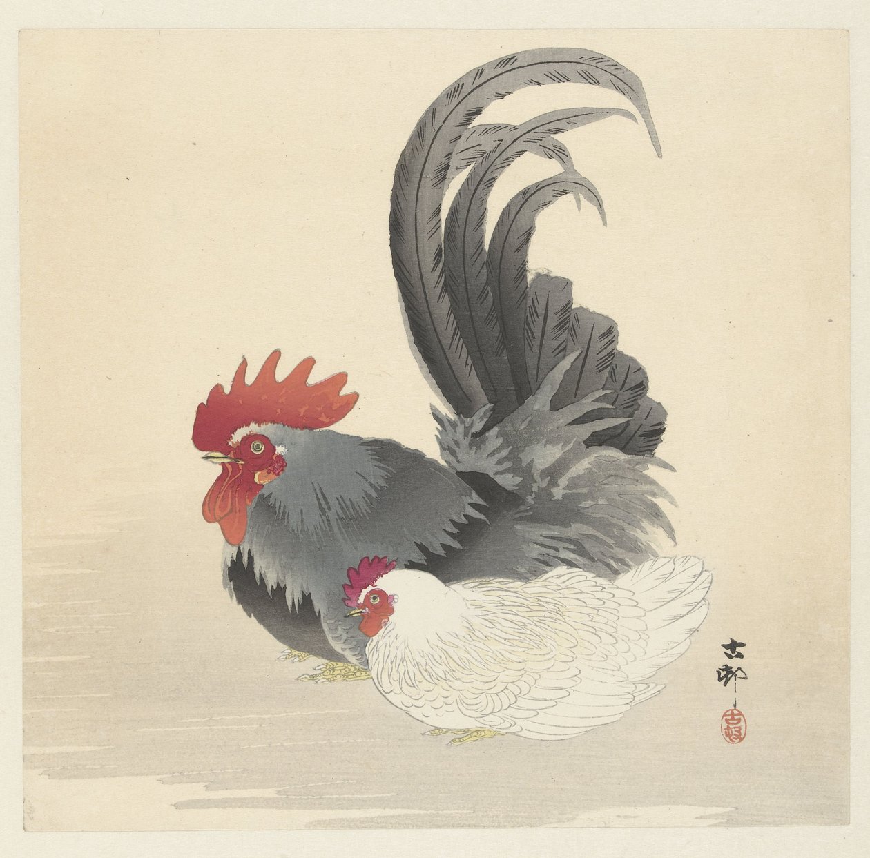 Gallina e gallo da Ohara Koson