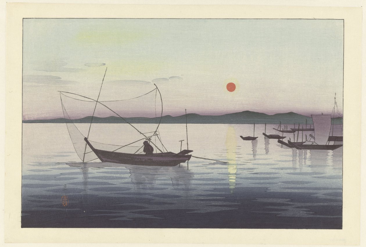 Barche da pesca al tramonto da Ohara Koson