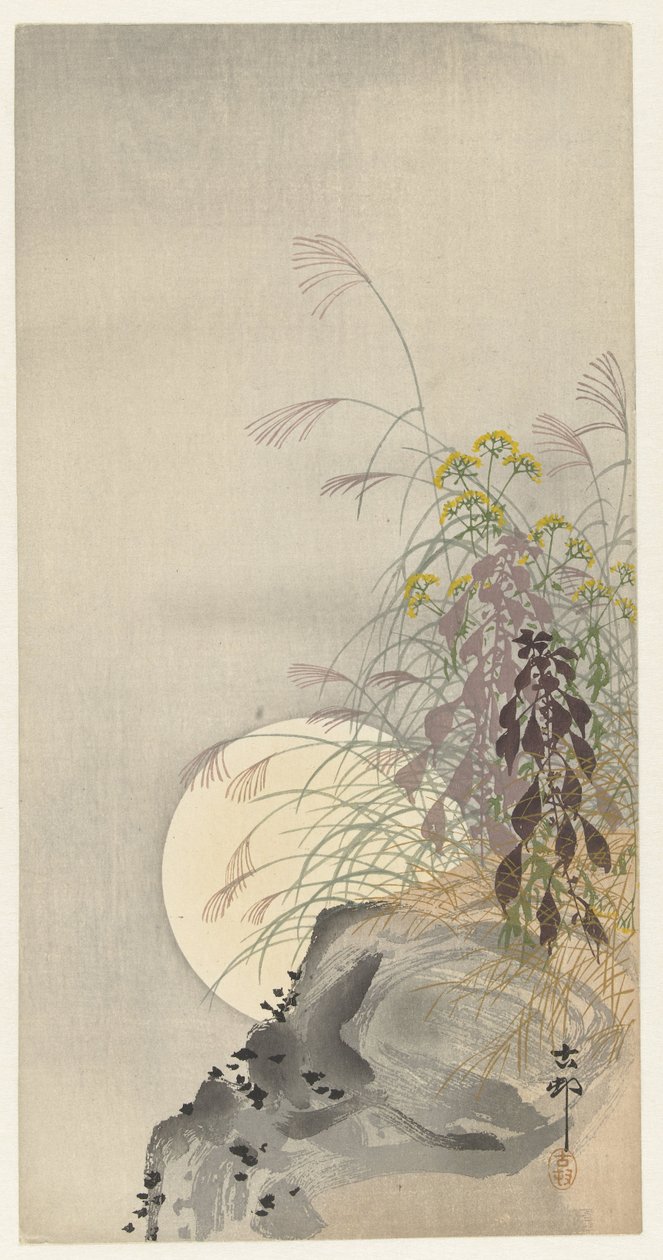 Erbe sotto la luna piena da Ohara Koson