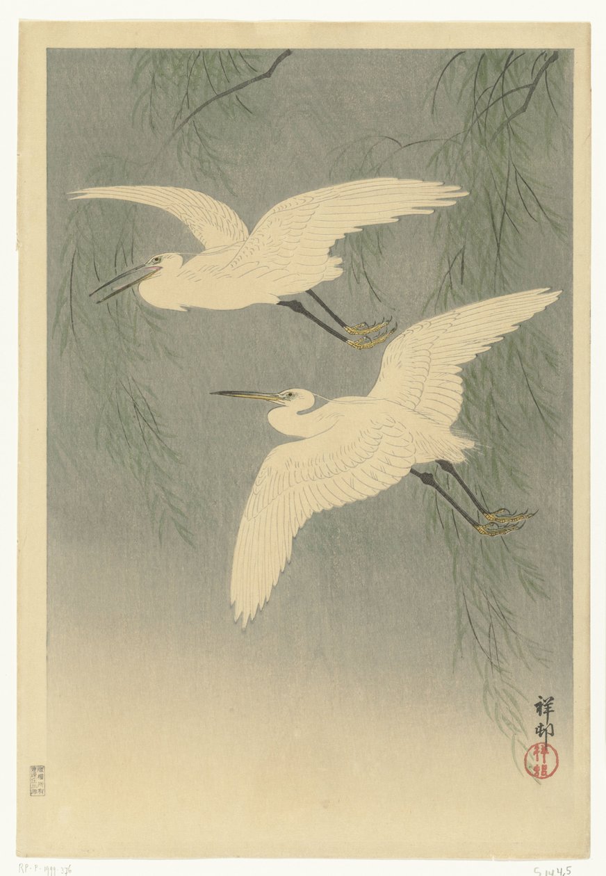 Piccoli aironi bianchi in volo da Ohara Koson