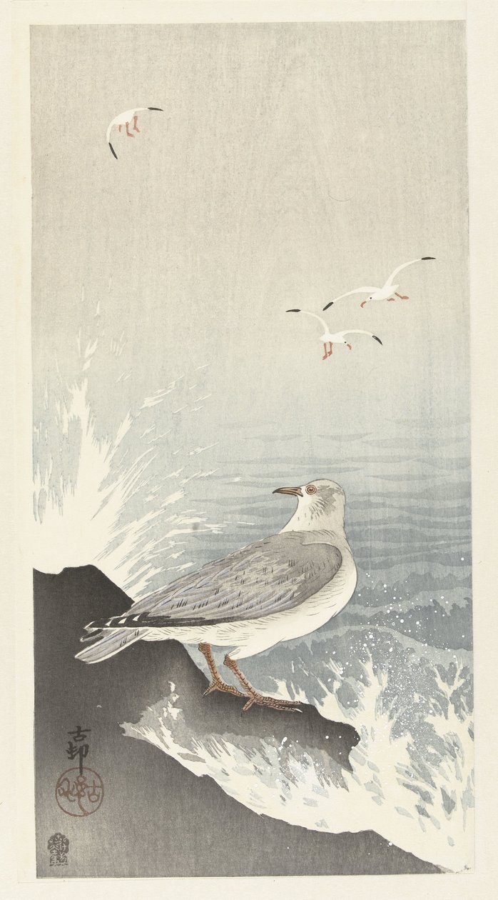 Gabbiano su una roccia da Ohara Koson